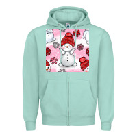 Seafoam cute snowman and snow flakes seamless pattern bbs Zipper Hoodie - BundleAndBundleShop