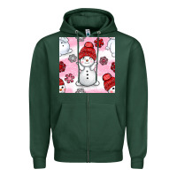 Sports Green cute snowman and snow flakes seamless pattern bbs Zipper Hoodie - BundleAndBundleShop