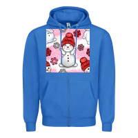 True Royal cute snowman and snow flakes seamless pattern bbs Zipper Hoodie - BundleAndBundleShop