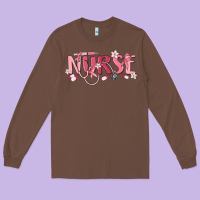 Nurse Breast Cancer Awareness Long Sleeve Tee Designed By Maliassmallbusiness