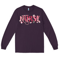 Plum nurse breast cancer awareness Long Sleeve Tee - MaliasSmallBusiness
