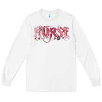 White nurse breast cancer awareness Long Sleeve Tee - MaliasSmallBusiness