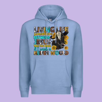 Living Life Somewhere Between Jesus Premium Hoodie Designed By Texasbilliewilder