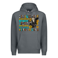 Rock Living Life Somewhere Between Jesus Premium Hoodie - texasbilliewilder