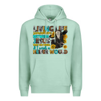 Seafoam Living Life Somewhere Between Jesus Premium Hoodie - texasbilliewilder