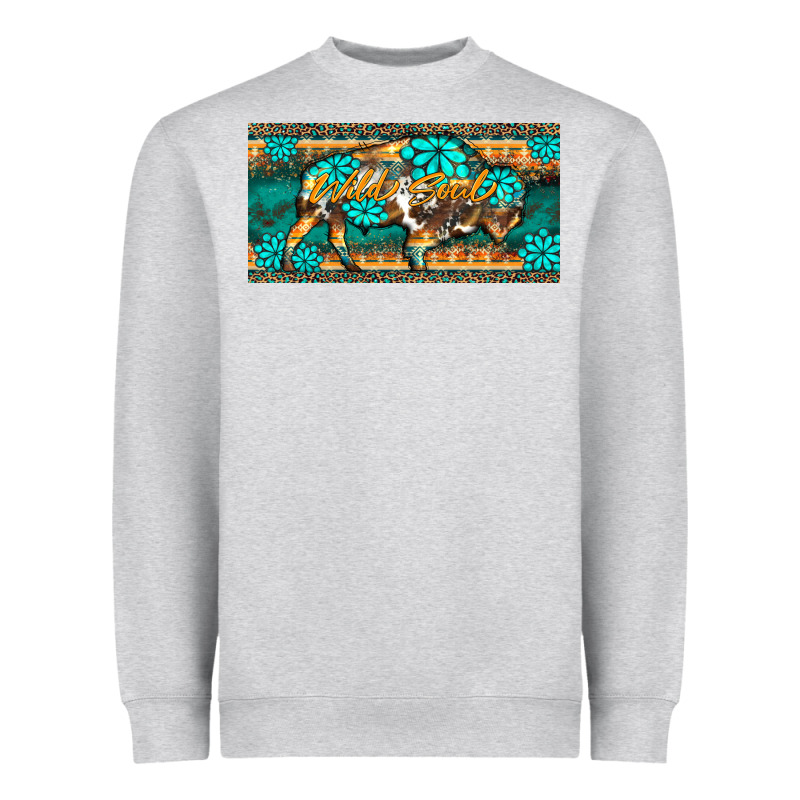 Western  Bison Wild Soul Turquoise's Gemstones  License Plate Template Heavyweight Sweatshirt by BarkalooDesign | Teevron