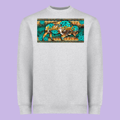 Western  Bison Wild Soul Turquoise's Gemstones  License Plate Template Heavyweight Sweatshirt Designed By Barkaloodesign