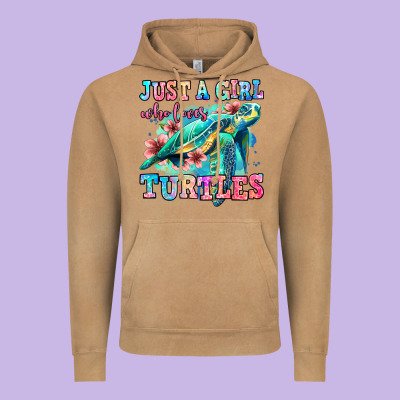 Just A Girl Who Loves Turtles Vintage Hoodie Designed By Jasminsmagicworld