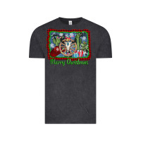 Vintage Black merry christmas western bull skull Vintage Tee - AdoDesignShop
