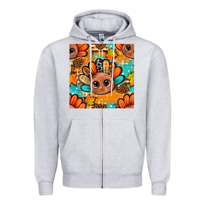 Thanksgiving Turkey And Cone With Tartan Seamless Pattern Bbs Zipper Hoodie by BundleAndBundleShop | Teevron