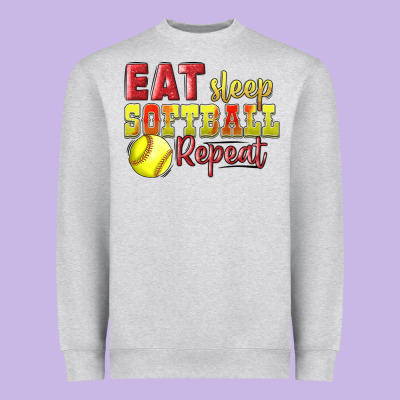 Eat Sleep Softball Repeat Heavyweight Sweatshirt Designed By Lillyallendesigns