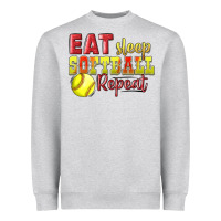 Heather Grey Eat Sleep Softball Repeat Heavyweight Sweatshirt - LillyAllenDesigns