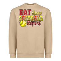 Mushroom Eat Sleep Softball Repeat Heavyweight Sweatshirt - LillyAllenDesigns