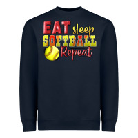 Navy Eat Sleep Softball Repeat Heavyweight Sweatshirt - LillyAllenDesigns