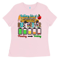 Bubblegum Pink battery life of a bus driver Ladies Tee - texasbilliewilder