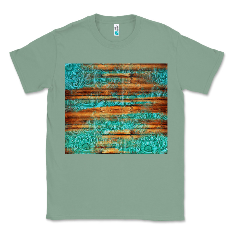Turquoise  Leather And Wooden Pattern Tumbler Classic Tee by Jasminsmagicworld | Teevron