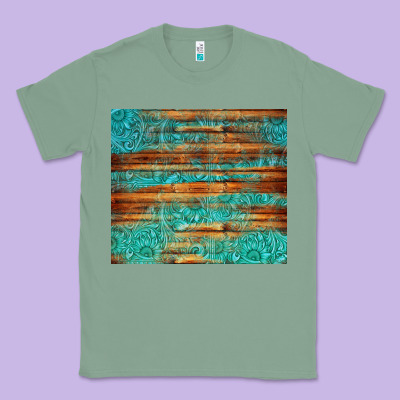 Turquoise  Leather And Wooden Pattern Tumbler Classic Tee Designed By Jasminsmagicworld