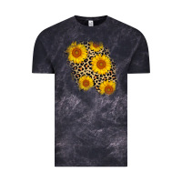 Cloud Black leopard sunflower patch Vintage Tee - AdoDesignShop