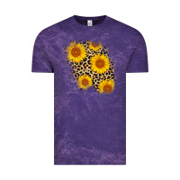 Cloud Purple leopard sunflower patch Vintage Tee - AdoDesignShop