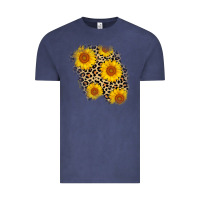 Vintage Denim leopard sunflower patch Vintage Tee - AdoDesignShop