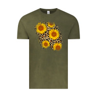 Vintage Olive leopard sunflower patch Vintage Tee - AdoDesignShop