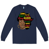 Navy black woman africa silhouette Long Sleeve Tee - MaliasSmallBusiness