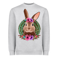 Heather Grey western leopard and flowers easter bunny Heavyweight Sweatshirt - Jasminsmagicworld