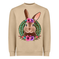 Western Leopard And Flowers Easter Bunny Heavyweight Sweatshirt | Teevron