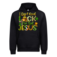 Black I don't need luck i've got Jesus Urban Hoodie - CowGirlArtShop