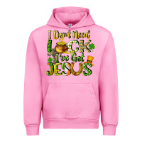 Fuchsia Pink I don't need luck i've got Jesus Urban Hoodie - CowGirlArtShop
