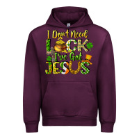 Mauve Wine I don't need luck i've got Jesus Urban Hoodie - CowGirlArtShop