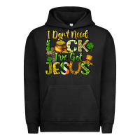 Pigment Black I don't need luck i've got Jesus Urban Hoodie - CowGirlArtShop