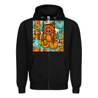 Black thanksgiving turkey with tartan seamless pattern bbs Zipper Hoodie - BundleAndBundleShop