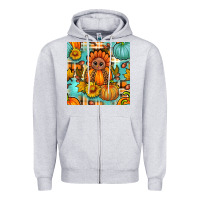 Heather Grey thanksgiving turkey with tartan seamless pattern bbs Zipper Hoodie - BundleAndBundleShop