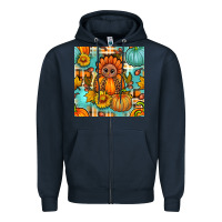 Navy thanksgiving turkey with tartan seamless pattern bbs Zipper Hoodie - BundleAndBundleShop