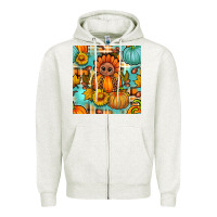 Oatmeal Heather thanksgiving turkey with tartan seamless pattern bbs Zipper Hoodie - BundleAndBundleShop