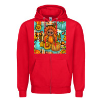 Red thanksgiving turkey with tartan seamless pattern bbs Zipper Hoodie - BundleAndBundleShop