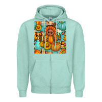 Seafoam thanksgiving turkey with tartan seamless pattern bbs Zipper Hoodie - BundleAndBundleShop