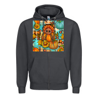 Smoke thanksgiving turkey with tartan seamless pattern bbs Zipper Hoodie - BundleAndBundleShop