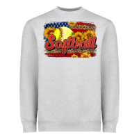 Heather Grey Western American Flag Softball Heavyweight Sweatshirt - LillyAllenDesigns