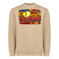 Mushroom Western American Flag Softball Heavyweight Sweatshirt - LillyAllenDesigns