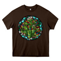 Chocolate Brown Christmas Santa Claus round Heavy Core Tee - RanaPortraitStore