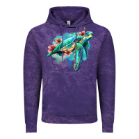 Cloud Purple floral turtle Vintage Hoodie - Jasminsmagicworld