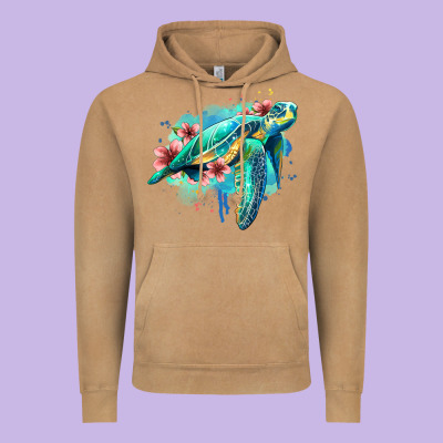 Floral Turtle Vintage Hoodie Designed By Jasminsmagicworld
