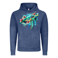 Vintage Denim floral turtle Vintage Hoodie - Jasminsmagicworld