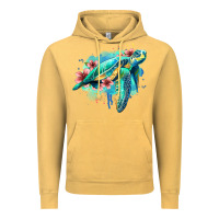 Vintage Mustard floral turtle Vintage Hoodie - Jasminsmagicworld