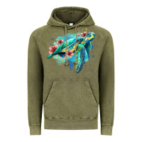 Vintage Olive floral turtle Vintage Hoodie - Jasminsmagicworld