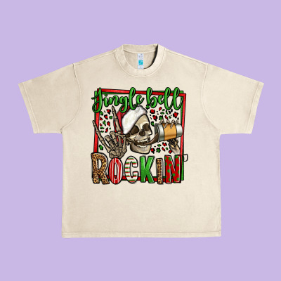 Jingle Bell Rockin Skeleton Christmas Urban Heavy Tee Designed By Jasminsmagicworld