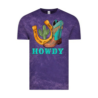 Cloud Purple howdy turquoise cowboy boots horseshoe Vintage Tee - AdoDesignShop
