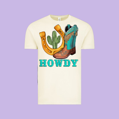 Howdy Turquoise Cowboy Boots Horseshoe Vintage Tee Designed By Adodesignshop
